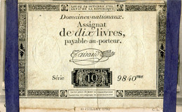 Domaines Nationaux - Assignat De Dix Livres Payable Au Porteur - Documentos Históricos