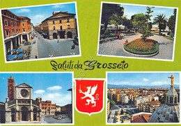 Cartolina Grosseto Vedute Varie 1973 Stemma - Grosseto