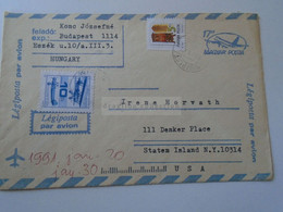 D188343 Hungary Uprated Postal Stationery Cover - Cancel 1991 Budapest -sent To  Staten Island  NY, USA - Storia Postale