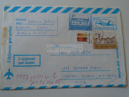 D188344 Hungary Uprated Postal Stationery Cover - Cancel 1993 Budapest -sent To  Staten Island  NY, USA - Lettres & Documents