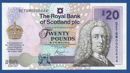 SCOTLAND - P.361 – 20 POUNDS 2000 UNC, Serie QETQM0000644 "Birth Centennial Of Queen Mother" Commemorative Issue -FOLDER - 20 Pounds