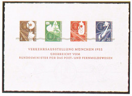 43614. Hojita Exposicion Filatelica MUNCHEN (Alemania Federal) 1953. Facsimil, Faksimile - Etiquettes 'Recommandé' & 'Valeur Déclarée'