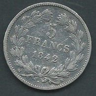 France 5 Francs 1842 B (Rouen) Louis Philippe I Tranche En Relief Tête Laurée 1842B       Pic 7009 - 5 Francs