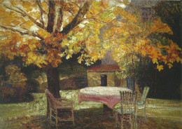 Victor Charreton - Die Terrasse, Herbst - Pittura & Quadri