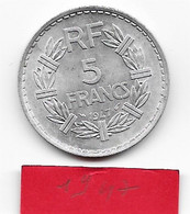 5 Francs  "Lavrillier" 1947    SUP / SPL   Alu - 5 Francs