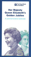 SCOTLAND - P.362 – 5 POUNDS 2002 UNC, Serie TQGJ0006336 "Queen's Golden Jubilee" Comm. Issue Nice Low Number, In FOLDER - 5 Pounds