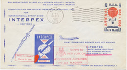 USA 25.3.1960, Selt. Raketenpostflug RRI Flight VII Geflogen In Rakete Interpex 4 "Stotey County, Nevada - Lyon County, - 2c. 1941-1960 Storia Postale