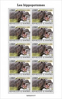 Burundi 2022, Animals, Hippo II, Sheetlet - Unused Stamps