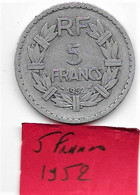 **R** 5 Francs  "Lavrillier" 1952   TB/TTB   Alu - 5 Francs