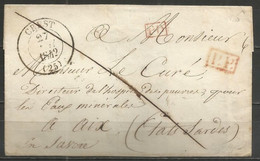 France - LSC De CREST Du 27/5/1842 Vers AIX (= Aix-les-Bains) - P.D.+ P.P. + Verso LYON Et VALENCE - 1801-1848: Vorläufer XIX