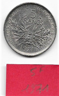 5 Francs  "Semeuse" 1971  TTB  + - 5 Francs