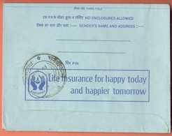 India Inland Letter / Peacock 20 Postal Stationery / Life Insurance For Happy Today And Happier Tomorrow, Hands - Inland Letter Cards
