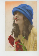 FEMMES - FRAU - LADY - MODE - CHAPEAUX - Jolie Carte Fantaisie Portrait Jeune Femme Avec Chapeau - Donne
