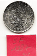 5 Francs  "Semeuse" 1987 SUP - 5 Francs