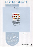 Germany Deutschland ETB Ersttagsblatt First Day Sheet - # 16/2004 - EUROPA CEPT, Vacation Stamp - FDC: Fogli