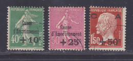 FRANCE N°  253 à 255 ° Oblitérés, Used, TB (L1530) Caisse D'amortissement - 1929 - 1927-31 Cassa Di Ammortamento