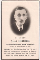 Jozef Heroes - H. Hart - Sint-Pieters-Rode 1889 - Leuven 1964 - Avvisi Di Necrologio