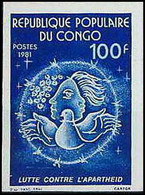 92064 Congo N°620 Lutte Contre L'apartheid Colombe (dove) Non Dentelé Imperf ** MNH 1981 - Ongebruikt