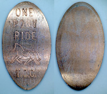 02649 GETTONE TOKEN JETON ELONGATED PENNY CAROUSEL ONE PONY RIDE T.C.C. - Pièces écrasées (Elongated Coins)