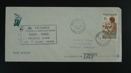 Lettre Premier Vol First Flight Cover Tahiti Paris Air France 1963 Polynésie Française - Briefe U. Dokumente