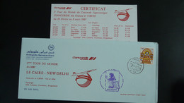 Lettre Cover Tour Du Monde Concorde Vol Flight Cairo New Delhi Air France Egypte 1987 - Brieven En Documenten