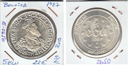 E2650 MONEDA BELGICA 5 ECUS 1987 PLATA SIN CIRCULAR 22 - Otros & Sin Clasificación