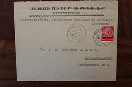 Löthringen 1940 Rosslingen Perfin Stamp Cover Dt Reich Besetzung Occupation Lorraine Timbre Perforé Rosselange Rombach - Covers & Documents