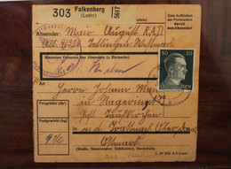 Löthringen 1943 Falkenberg RAD Cover Dt Reich Besetzung Occupation Lorraine - Occupazione 1938 – 45