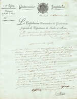 Militaria Gendarmerie Impériale 1812 LAC Capitaine Dept. Sambre Et Meuse Namur  Prefet Baron Minatoire Lorcy St Hubert - Documents