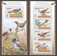 LS445 2015 SOLOMON ISLANDS FAUNA BIRDS MONARCH FLYCATCHERS MICHEL #3202-06 1KB+1BL MNH - Autres