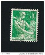 N° 1231  Moissonneuse, 0.10 Frs Timbre   France  1960-1961 - 1957-1959 Reaper