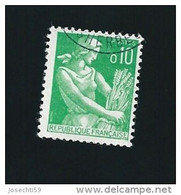 N° 1231  Moissonneuse, 0.10 Frs Timbre   France  1960-1961 - 1957-1959 Oogst