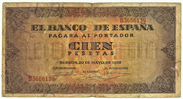 ESPAÑA - 100 Pesetas - 20.05.1938 - Pick 113 - BURGOS - 100 Peseten