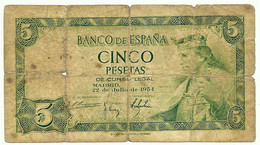 ESPAÑA - 5 Pesetas - 22.07.1954 - Pick 146 - Serie I - King Alfonso X - 5 Peseten