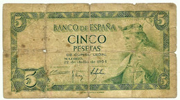 ESPAÑA - 5 Pesetas - 22.07.1954 - Pick 146 - Serie I - King Alfonso X - 5 Pesetas