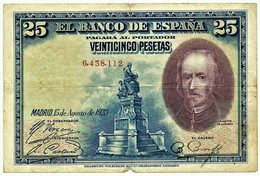 ESPAÑA - 25 Pesetas - 15.08.1928 - Pick 74.a - SIN Serie - Pedro Calderón De La Barca - Kingdom - 1-2-5-25 Pesetas