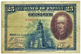 ESPAÑA - 25 Pesetas - 15.08.1928 - Pick 74.a - SIN Serie - Pedro Calderón De La Barca - Kingdom - 1-2-5-25 Pesetas