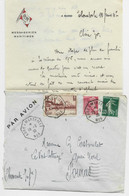 FRANCE N°391+406+361 LETTRE  BATEAU AVION KOBE A MARSEILLE N°3 18.2.1939 COLOMBO CEYLAN - 1960-.... Covers & Documents