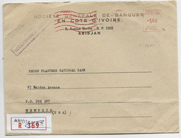 COTE D'IVOIRE EMA 5.60 ABIDJAN 1973 LETTRE COVER REC AVION POUR USA MEMPHIS - Côte D'Ivoire (1960-...)