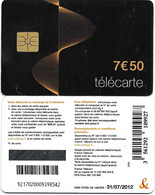 @+ Télécarte Torsades - 7,50€ - GEM1 - 30/07/2012 - Ref : CC-FT6D - 2010