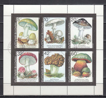 Bulgaria 1991 - Mushrooms, Mi-Nr. 3886/91 In Sheet, Used - Usados