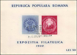 Roumanie (Romania) Used -56- Bloc N° 40 1950 Exposition Philatélique Bucarest - Blocks & Kleinbögen