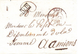 LSC En Port Payé Du 7/2/1834 Du Receveur Principal Des Douanes Françaises à Caen Pour Le Préfet De La Somme à Amiens - 1801-1848: Precursors XIX