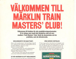 Fiche D'information MÄRKLIN Train Master's Club 1970s  édition Suédoise - Non Classificati