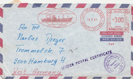 Pakistan Luftpostbrief Mit Freistempel City Head PO KAR Motiv Schiff Von Der MS Gothia Nach Hamburg 1981 - Pakistan