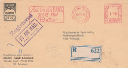 Pakistan Einschreibebrief Mit Freistempel Habib Bank Limited Lyallpur 1965 Nach Mönchengladbach - Pakistan