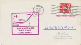 USA 1961, Rare Very Fine First Flight Pan American Airways "Tampa, Florida - Mexico City, Mexico" Franked With Airmail - 3c. 1961-... Cartas & Documentos