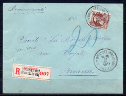77 Op Aangetekende Brief Gestempeld BRUSSEL ND - BRUXELLES ND + Ellips Stempel Achterzijde - 1905 Grosse Barbe