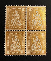 Schweiz "Sitzende Helvetia" Mi: 28 Viererblock Postfrisch/* MNH - Neufs