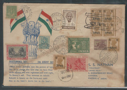 India 1947 To 1952 FDC Cover Jain Hind Gandhi UPU , Postal History, Very Rare Cover (**)  Inde Indien - Lettres & Documents